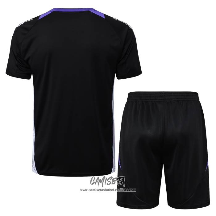 Chandal del Real Madrid Dragon 2024-2025 Manga Corta Negro y Purpura - Pantalon Corto